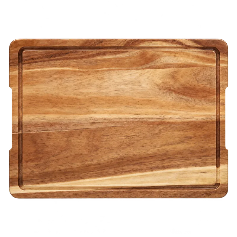 Acacia cutting board with a live engraving preview