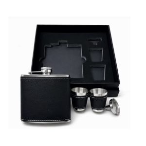 Leatherette Stainless Steel Flask Set