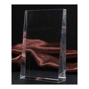Etched Crystal Trophy – modern wedge (6x8”)