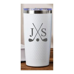 Golf Ball Dimple Tumbler with lid - laser etched - 20 ounces